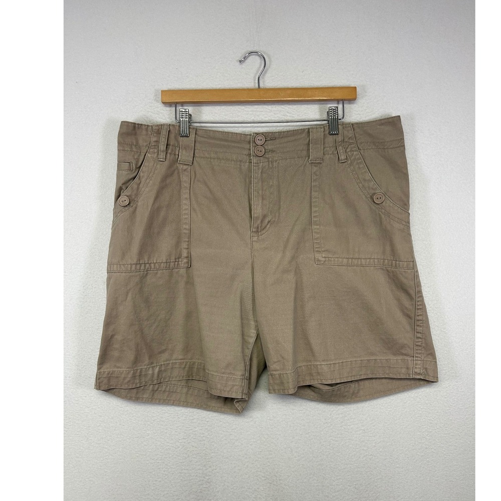 Utility Gorpcore Lee Womens 18W Khaki Tan One True Fit Cargo Shorts Cotton Twill